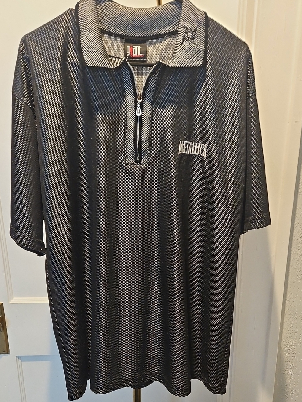 Metallica Vintage 1990s Black Mesh Quarter-Zip Polo By Giant